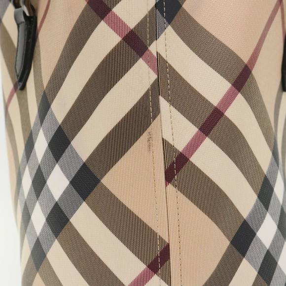 BURBERRY Nova Check Tote Bag PVC Leather Beige Auth yk7756 - Picture 6 of 16